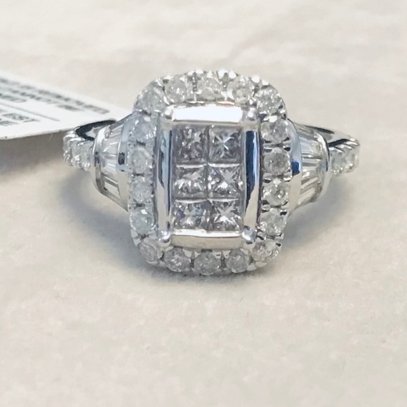 14K White Gold & Genuine Diamond Art Deco Ring - Picture 1 of 13